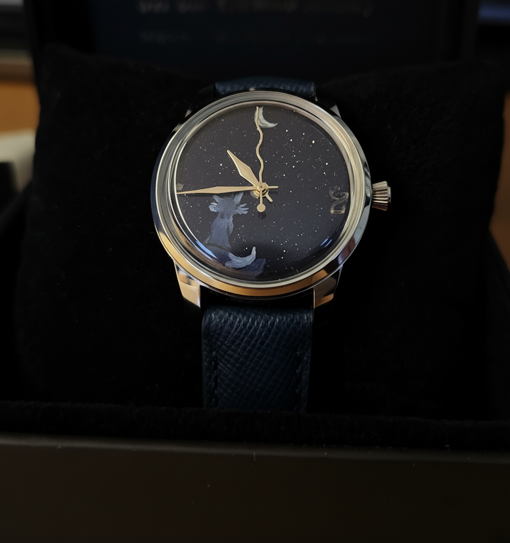 Horloge zonder schaduw in glas