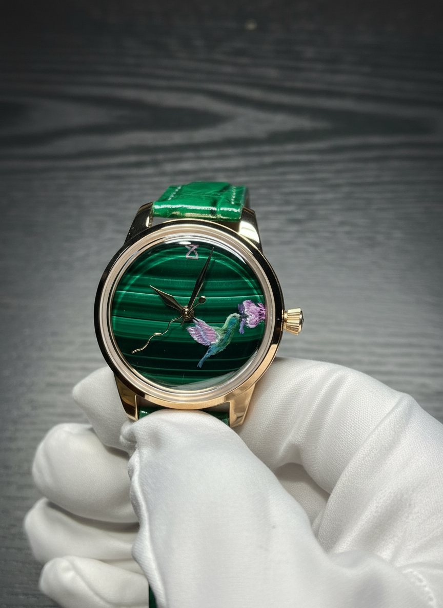 Verbeterde kolibrie foto met donker eiken